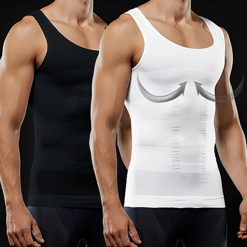 Mens Body Shaper Vest, Gynecomastia Compression Shirts, Tummy Control Sleeveless Undershirts Tummy Control and Body Shaper Tank Top Menswear Thermal