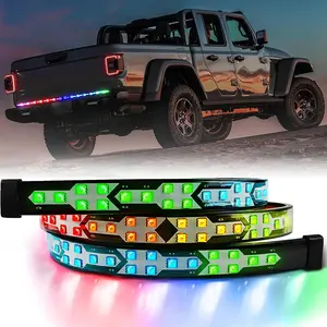 DIBMS 60-Inch LED Tailgate Light Bar, 12-24V Wide Voltage Pickup Truck Tail Light Strip with Turn Signal, Brake & Reverse Light, IP67 Waterproof Red Amber Flowing Tailgate Light for SUV Off-Road
