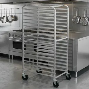 Garvee 20 Tier Aluminum Bun Pan Rack with Lockable Wheels, Mobile Commercial Bread Cooling Rack Trolley for Kitchen Bakery Restaurant