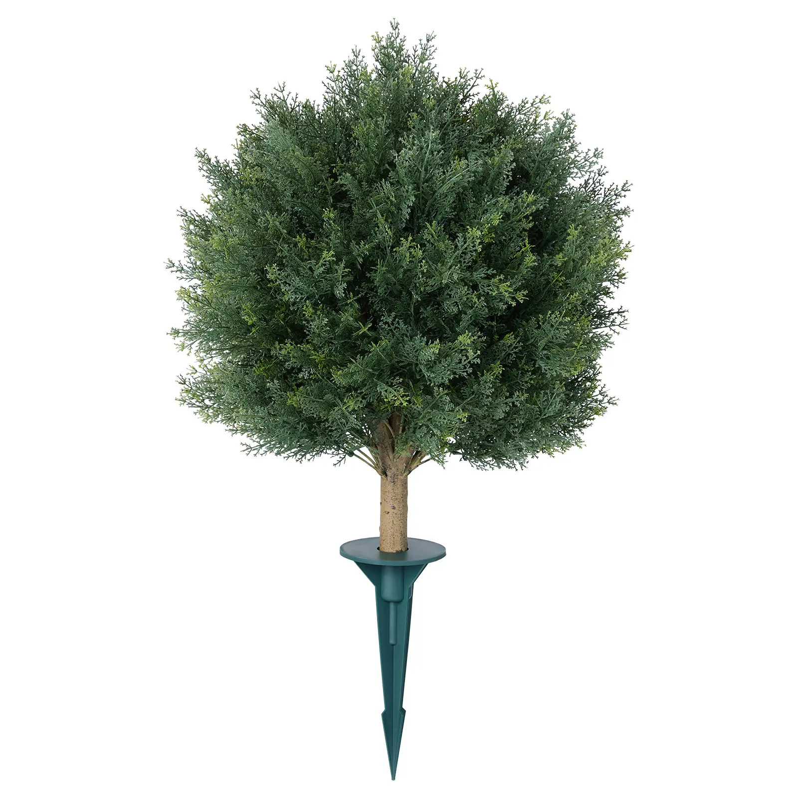 VeriNatural Artificial Topiary Ball Trees (1-Pack/2-Pack, 20-Inch) – UV-Resistant Faux Cedar & Cypress Evergreen Shrub with 10.6in Twist-On Stake for Outdoor Front Porch, Garden Decor