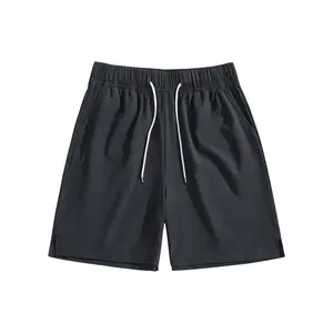 Men's Premium Casual Shorts - Gray, Beige Plain Menswear Bottoms with Mid Waist, Drawstring, Fitted Design, Elastane Fabric, Breathable, Comfortable for Daily Wear