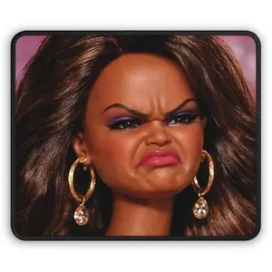 Disgusted Funny Doll Face Mouse Pad