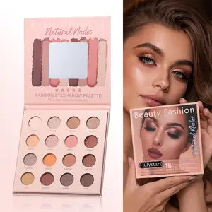 16-Color Earth Tone Eyeshadow Palette with Mirror, Warm Nude Matte Shimmer, Highly Pigmented, Travel-Friendly, Gift for Beginners