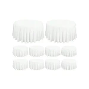 10 Pack 120 Inch Round Tablecloth, Polyester Fabric Table Cloth For Round Table, Stain And Wrinkle Washable Table Cover For Wedding Party Dining Table Buffet Banquet Restaurant And Camping