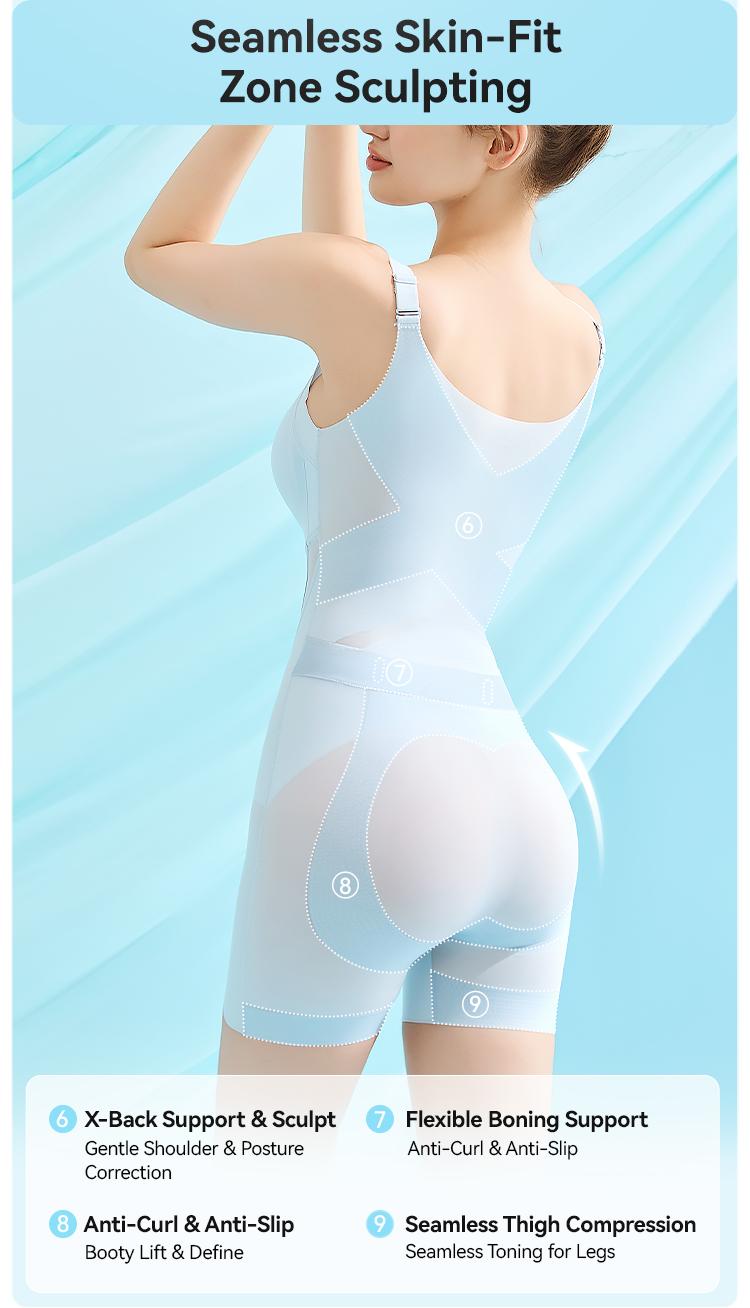 [KakaPeople Icy-Slide Bodysuit] Tummy Control Butt Liftter Faja Shapewear Ultra Thin Breathable Cooling Shapewear Bra Free Tummy Control Butt Lifter Seamless Body Shaper For Summer