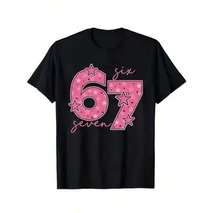Kids 67 Meme Hand Sign Christmas Y2K Pink Stars Number Six Seven 100% Cotton Graphic Tees, Merry Christmas Girls Winter Clothes, Girls Christmas Outfit, Funny Couples Six Seven Shirt, 67 Hoodie, 67 Christmas Shirt,Perfect Gift For Thanksgiving Christmas