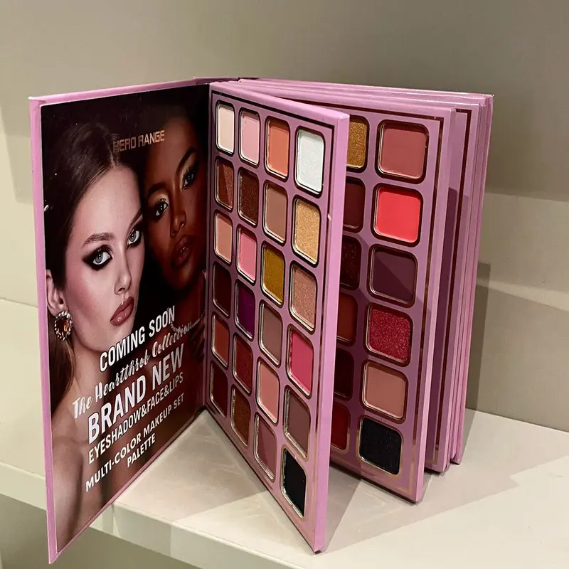 HERORANGE 78-Color Multifunctional Makeup Kit Set - Portable Folding Book Cosmetic, Matte-Pearlescent Contour Eyeshadow Palette, Shimmery Highlighter, Blush, Lipstick, Lip Gloss, Aluminum-Free Balm & Tools for Full Face, All Skin Types