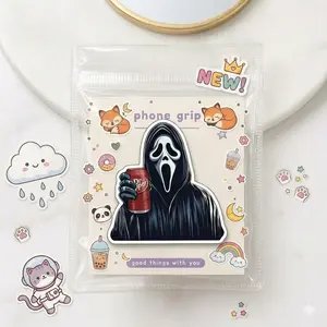 Funny Horror Phone Grip Holder Spooky Masked Killer Soda Cute Expanding Stand Aesthetic Halloween Phone Accessories Gift for Horror Fans Her Him