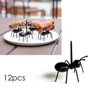 12pcs Reusable Ant Fruit Fork Plastic Fruit Toothpick Tableware Snack Cake Dessert Forks Design Kitchen Cute gift Tool