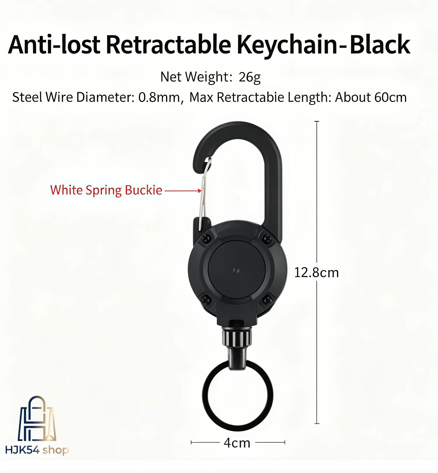 Heavy-Duty Metal Keychains, 4-Pack Retractable Anti-Lost Reels with 60cm Steel Wire and Carabiner Clip for Outdoor Camping, Anti Lost Keyring, Keychain Accessory, Unisex, 4Pcs