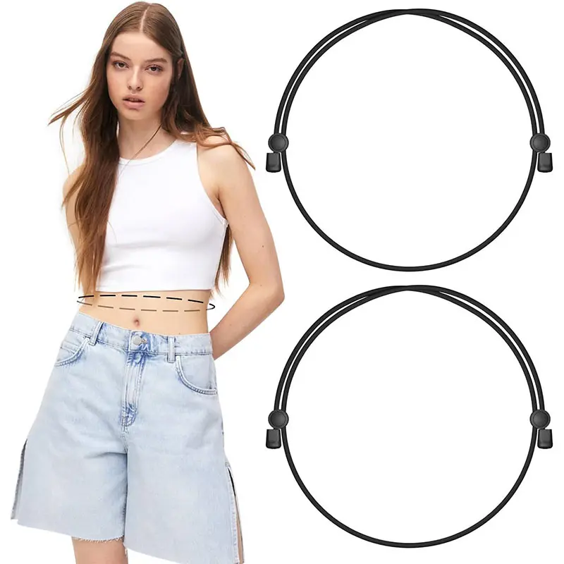 Women's 2-Pack Elastic Shirt Tuck Bands - Adjustable Length Fashion Belts with Flexible Latex Blend, Plastic Fittings, Reliable & Practical Secure & Stylish Design for Oversized Shirts (Tucked/Cropped Looks), Full Movement Freedom, Synthetic Material