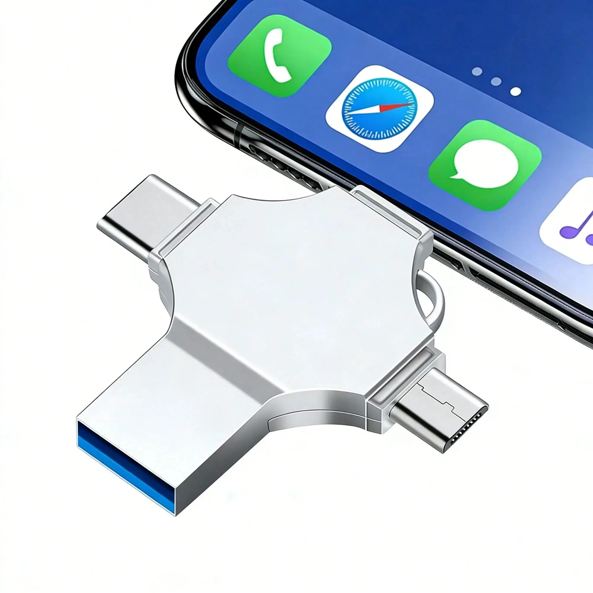 Metal OTG Photo Stick - High-Speed Multi-Port USB Flash Drive, Portable External Data Storage with File Backup for iPhone, Android Phones
