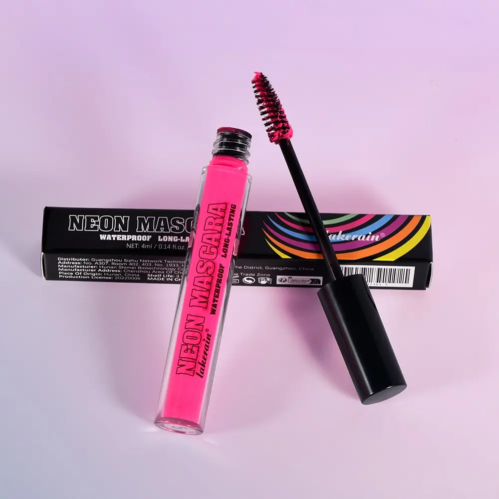 Lakerain 1 Count Neon Colored Mascara, 6 Shades Available, Long-Lasting Wear, Waterproof and Smudge-Proof, Neon Glow Effect, Neon Makeup, Vibrant Colors, Perfect for Parties, Proms, Cosplay, Great Gift Idea