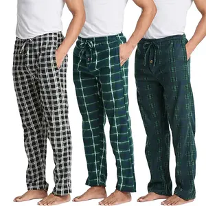 3 Pack Essentials: Men's Button Front Pajama Pants - Knit Cotton Fleece Plaid Casual Pants - Drawstring Men's Casual Athletic Pants - Suitable for Men's Everyday Home Wear and Outdoor Activities - Lounge Pants Long