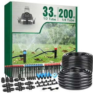 Drip Irrigation System for Garden, 2026-Upgraded Quick Connect Garden Watering Kit -in- with 1/2 inch 1/4 inch Irrigation Tubing for Garden, Lawn, Greenhouse, Raised Beds (233FT)