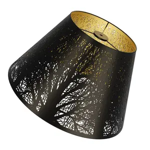 Medium Lamp Shade, SWAIFDEE Barrel Metal Lampshade with Pattern of Trees Lampshade for Table Lamp, 7x13x7.8 inch, Metal Lampshades, Spider