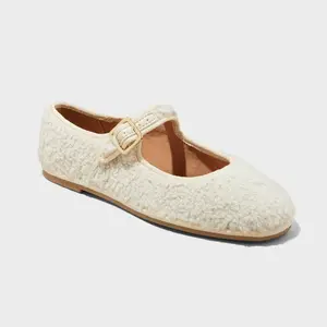 Universal Thread Women's Shearling Mary Jane Ballet Flats Memory Foam
