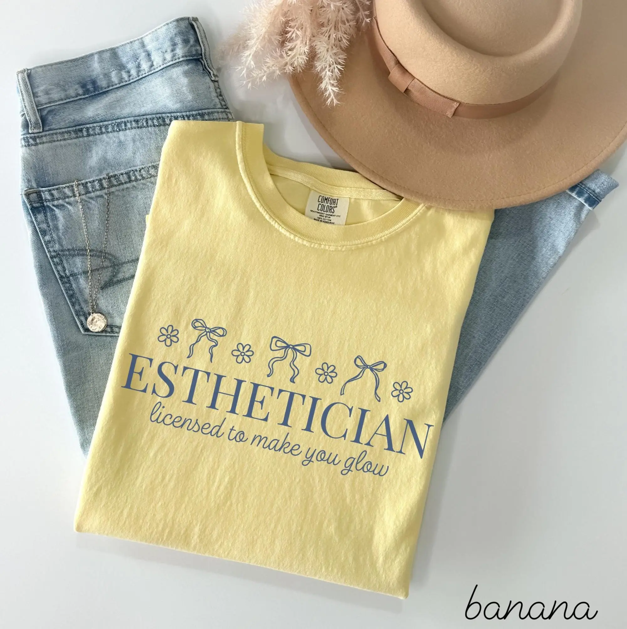 Esthetician Comfort Colors Shirt • Coquette Licensed To Make You Glow Work Tee • Esthetician Gifts • Skin Therapist Tshirt • Aesthetician