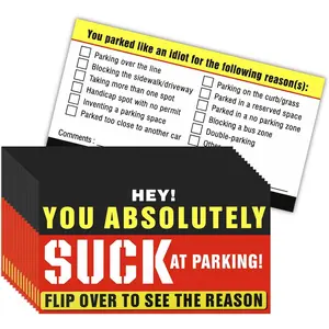 100 count Bad Parking Cards You  Suck at Parking Cards Funny Parking Violation Tickets with Multi Violation Reasons Bad Parking Stickers for Bad Parking Notes Warnings, 3.5 x 2 Inches