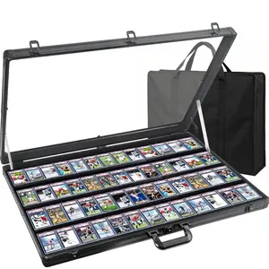 Card Display Case Aluminum Trade Show Display Case Large Portable Trading with Lock for Collectibles, Sports Cards. 34IN x 22IN - Black
