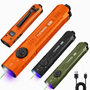 NEW TUOWEE ZL3 Pro Rechargeable EDC Flashlight 1500 Lumens,Flat Tactical Flashlights with Green Light and U V,Dual-Switches Small Flash Light with Digital Display,Waterproof Light for Home,Outdoor,and Emergency Use