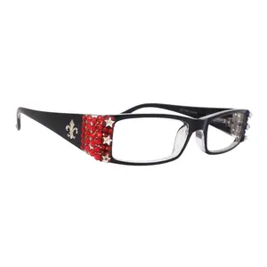Freedom Shine, (Bling) (Fleur De Lis) Women Reading Glasses W  Genuine European Crystals  (Black)  NY Fifth Avenue