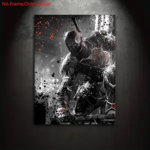 1 Piece/Set Frameless Canvas Painting Print Poster,Classic Dark Comics Digital Illustration Art,Arkham Asylum Deathstroke,Modern Cool Design,Gift for Video Game Lovers,for Bedroom,Office,Living Room,Mural,Wall Decoration,Room Decor