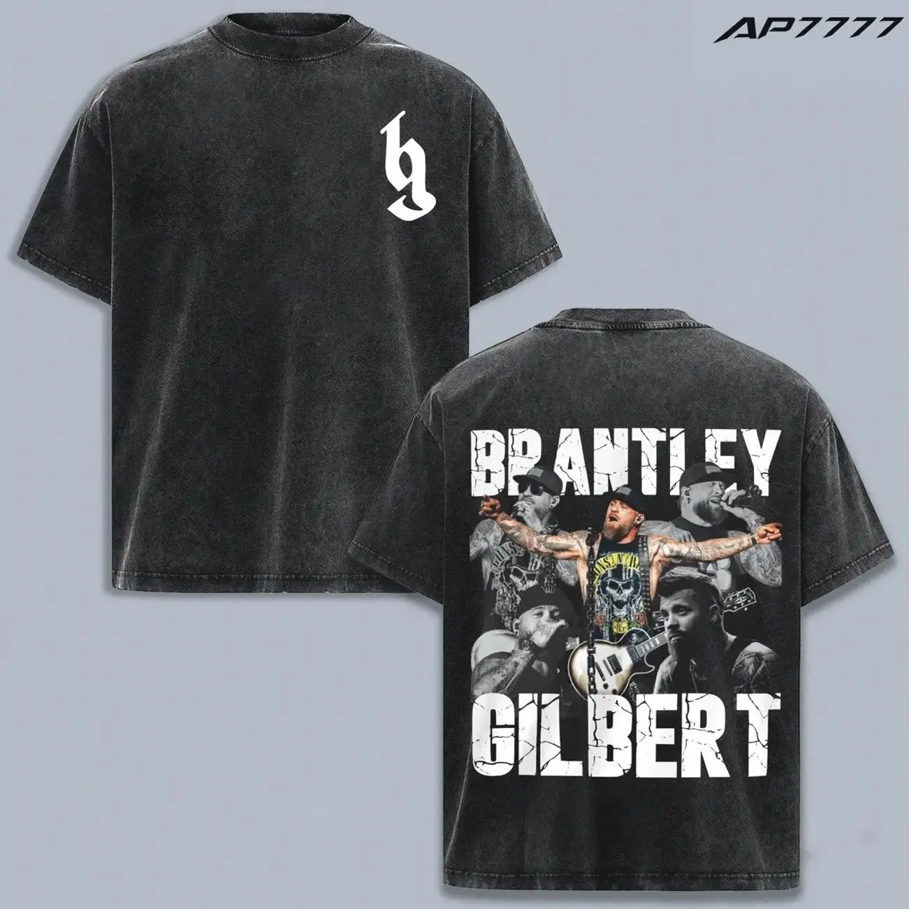 Brantley Gilbert Vintage Washed T-Shirt, Country Rock Graphic Tee, Double Sided Concert Shirt, Southern Outlaw Music Merch, Oversized Heavy Cotton Unisex Tee, Western Nashville Fan Gift Hoodie X0X