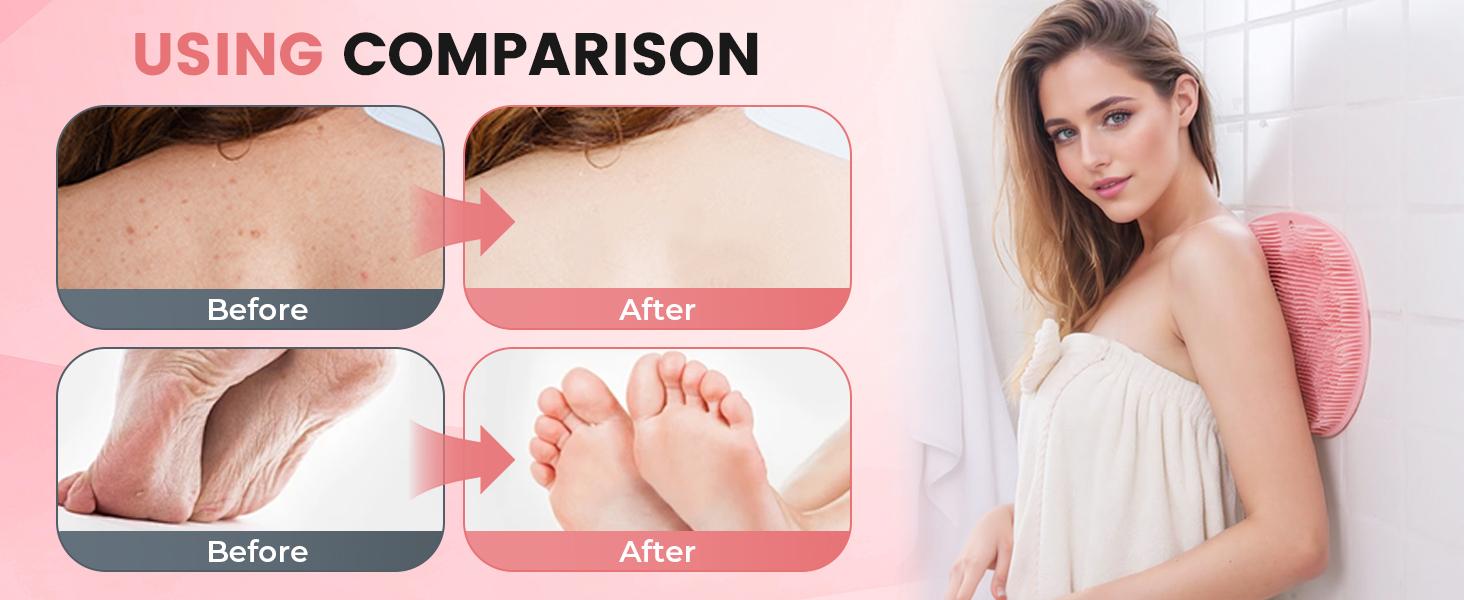 2 PCS Shower Foot Scrubber Mat with Non-Slip Suction Cups,Foot Scrubber in Shower Men & Women,Improve Circulation Beauty Exfoliate Smooth Achy