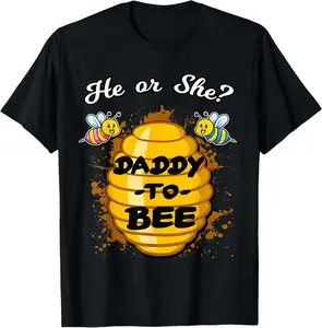 100% Cotton He Or She Daddy To Bee Gender Reveal Announcement Party T-Shirt