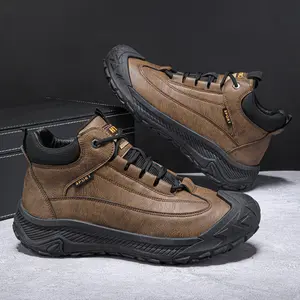 Men’s Outdoor Waterproof Breathable Hiking Boots, Non-Slip Wear-Resistant High-Top Athletic Shoes
