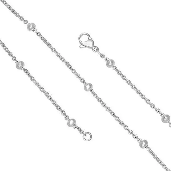 Stately Steel 18" 4mm Beaded Station Link Chain Necklace