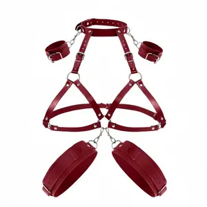 Red Body Harness Outfit Set Bold Festival Costume Accessories