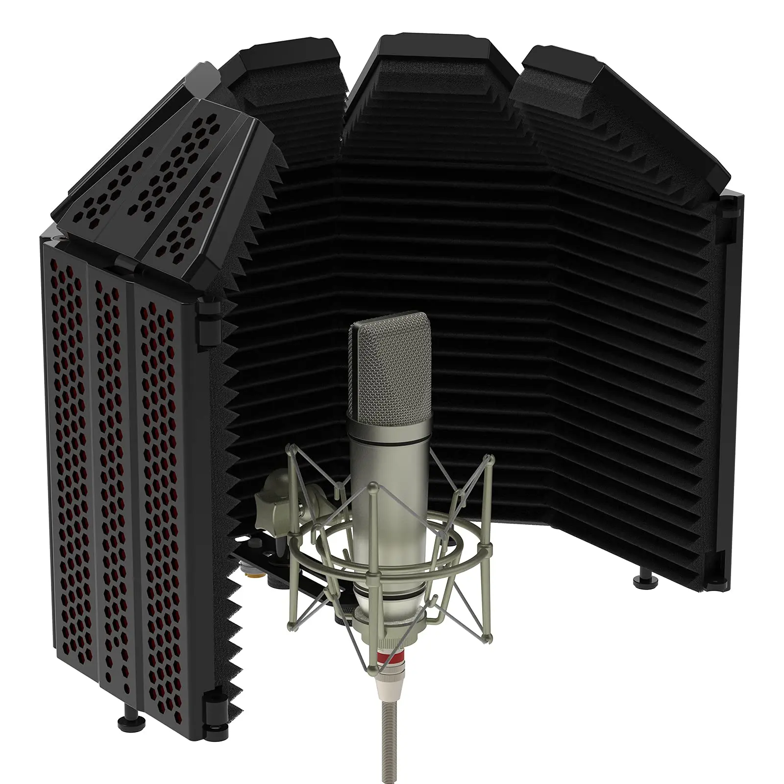 XTUGA , 5-Panel, Panel Microphone Soundproof Cover, High-density Sound Absorbing Sponge, Recording Studio Podcast Broadcasting Noise Reduction Equipment, rtable Subwoofer(The product does not come with a microphone.) Mic Bundle Kit gear pc mute