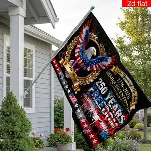 American 250th Anniversary Patriotic Flag Banner, Bald Eagle Graphic with "250 Years of Freedom" Text, Fade-Resistant Outdoor Courtyard & Garden Decoration for Independence Day 2026