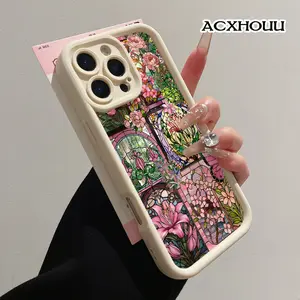 Phone Case for iPhone 17 16 E Pro Max 15 Plus 14 13 12 11 XS XR Floral Stained Glass Shockproof TPU Bumper Lightweight Anti-Scratch Cover