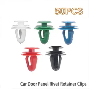 50 Universal Car Door Panel Retention Clips, 9mm Hole Diameter, Durable Replacement Rivet Clamps, Ideal for Vehicle Interior Repair and Maintenance