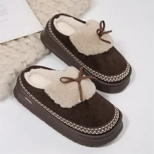 Womens House Indoor Outdoor Slippers Memory Foam Bottom Lined Non Slip Rubber Sole Winter Warm Mini Boots Snow Shoes