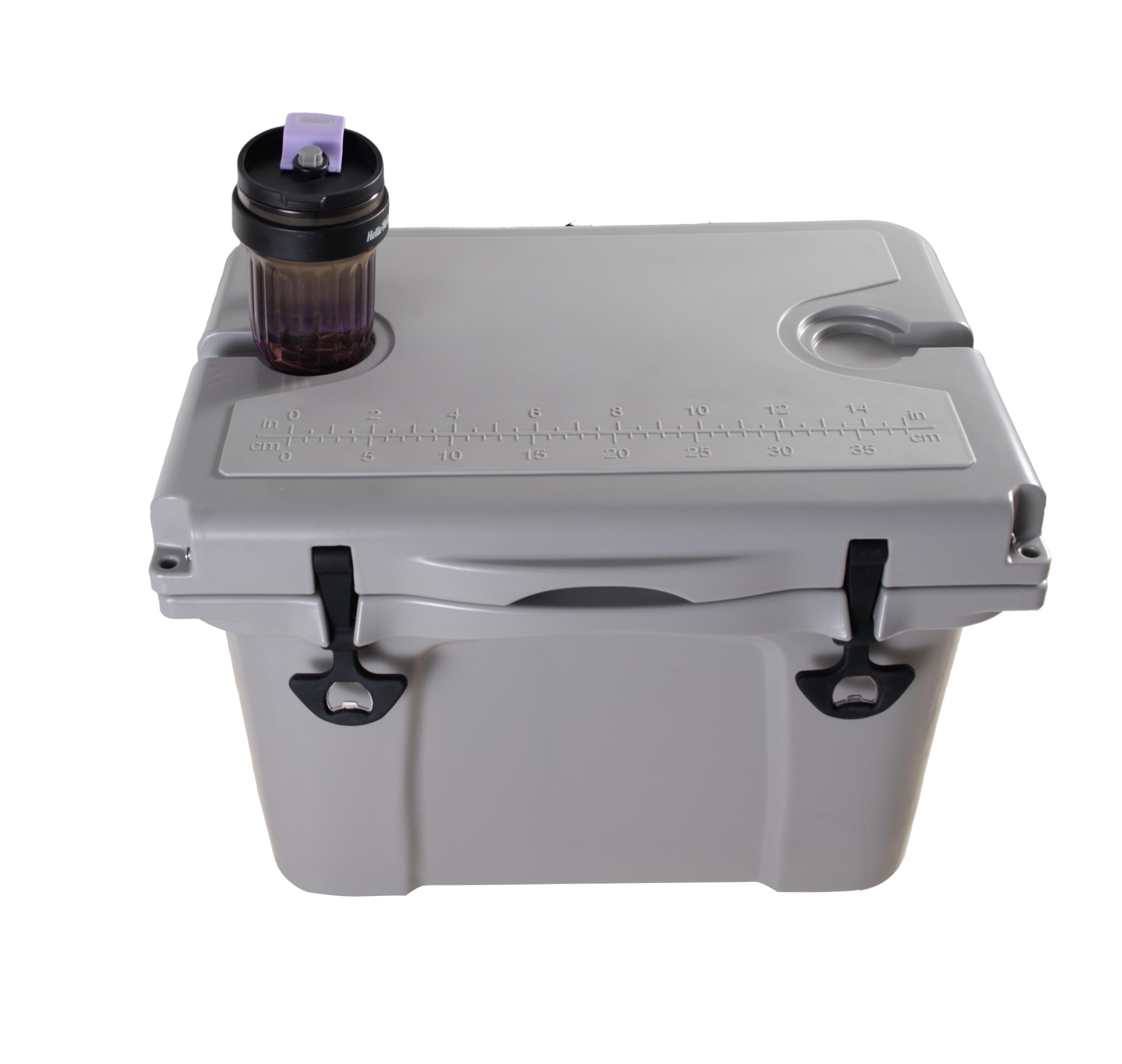 Dufominc 25QT Volume Sturdy Rotational Mold Insulated Hard Cooler with Ergo Handle, Large Size, Bottle Opener, Cup Holder, Forming Ruler, 5-7 Day Ice Retention for Camping, Beach, Travel