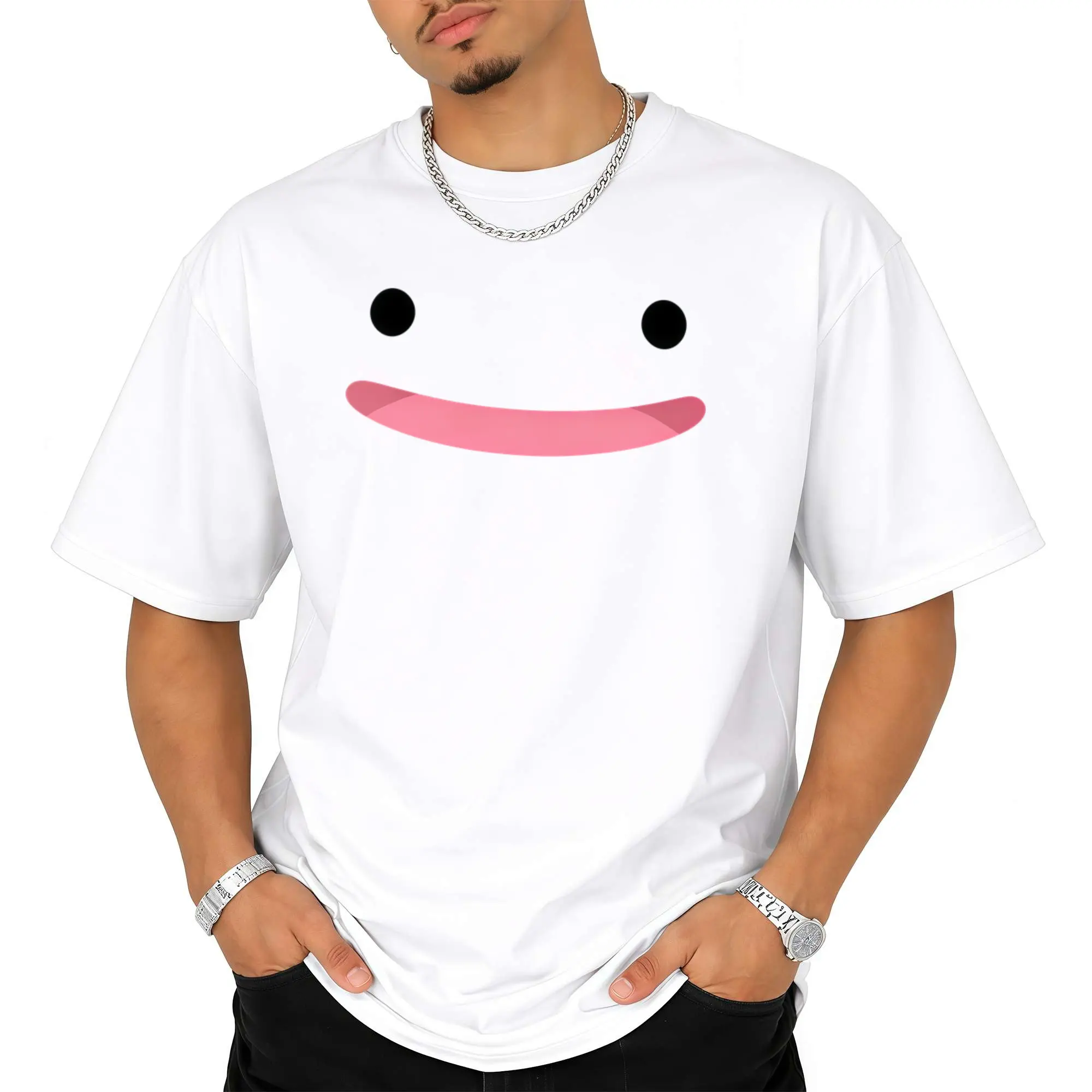 Unisex Minimalist, cute and soft emoji with silly smiling faces for Instagram pocket Graphict T-Shirt Personalized Pattern Y2k Clothing Round Neck T-Shirt,Men's Clothing 100% Cotton, Menswear, Top, Vintage Style,Summer Casual Oversized