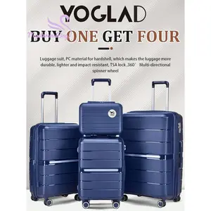New 2024  Yoglad Lage Four Piece Expandable Lightweight Sets 360 Spinner Wheels Suitcase PP Materials Durable With TSA Lock 14 20 24 28Inch