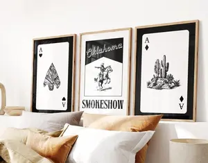 Trendy Western Wall Art, Retro Cowboy Print, Lucky Cowgirl Aesthetic, Modern Southwestern Decor