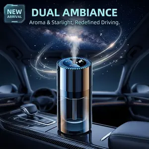 Wireless Mini Car Aromatherapy Machine, Rechargeable Car Air Humidifier with Star Projector Function, 5 Spray Modes Car Aromatherapy Humidifier, Car Perfume