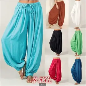 Oversized casual women's rayon straight-leg pants, casual pants, harem pants, holiday style