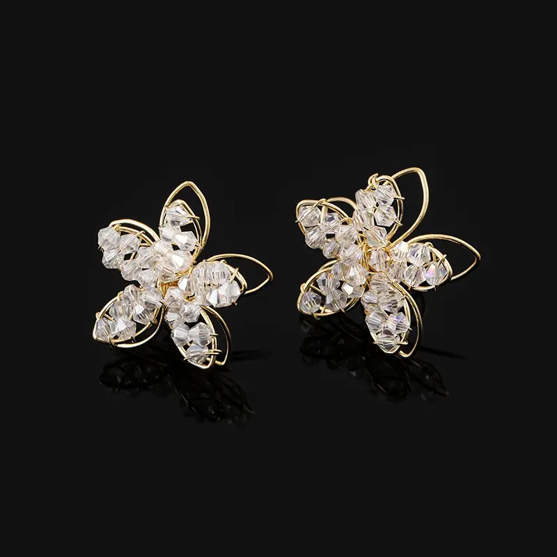 Mosquito coil clip-on earrings, fairy forest style, no pierced ears, daisy flower studs, versatile earrings, French internet celebrity jewelry E50020-EH