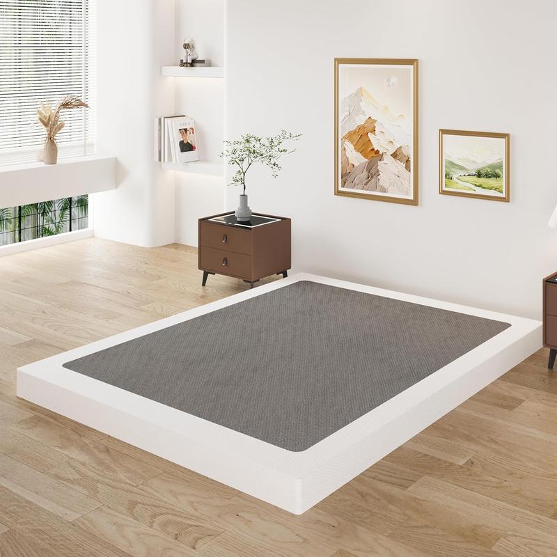 3 Inch Queen Box Spring Low, Box Spring for Queen Bed Base with Fabric Cover, Mattress Foundation, Noise Free, Assembly
