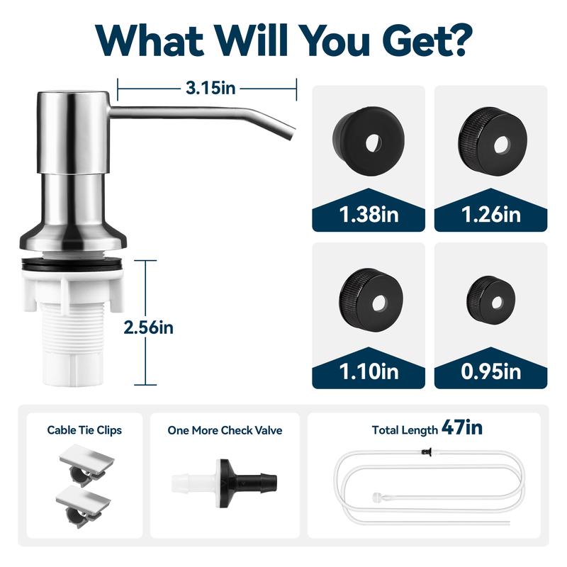 Kitchen Hack - Sink Soap Dispenser Tube Kit, with 47" Tube Hose and Check Valve for Prevent Backflow for Countertop Dispensador De Jabon de Cocina Kitchen Sink Accessories Home Goods Water White Silicone Bottle Container Installation Pump Outdoorfun Kitchen Hack - Sink Soap Dispenser Tube Kit, with 47" Tube Hose and Check Valve for Prevent Backflow for Countertop Dispensador De Jabon de Cocina Kitchen Sink Accessories Home Goods Water White Silicone Bottle Container Installation Pump Outdoorfun
