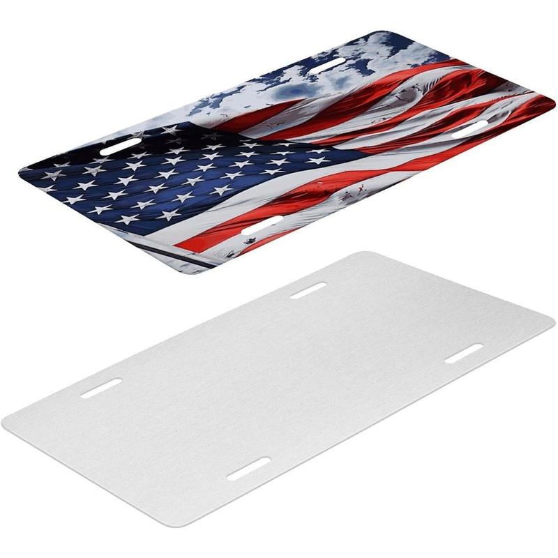 US Flag License Plate Frames for Women Universal Aluminum Us Car Tag Frame Personalized License Plate Cover with 4 Holes Cute Car Plates Frame Rustproof Front Plates Holder 6x12 Inches