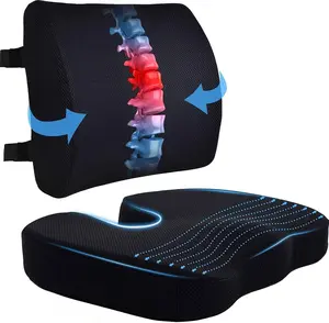 Seat Cushion &  Support Pillow for Office Chair, ,  Memory  Desk Chair Cushion for , Lower  &   Desk Pad with Adjustable Strap 3D Washable Cover