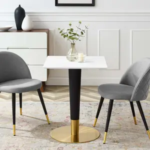 Modway Zinque 24" Square Dining Table in Gold White